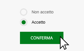 Cursore del mouse sul bottone di Conferma per definire la variazione di consenso richiesto.